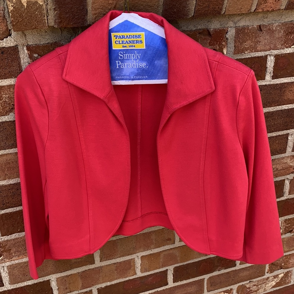 DONNA DEGNAN Coral Soft Knit Crop Jacket Sz 6